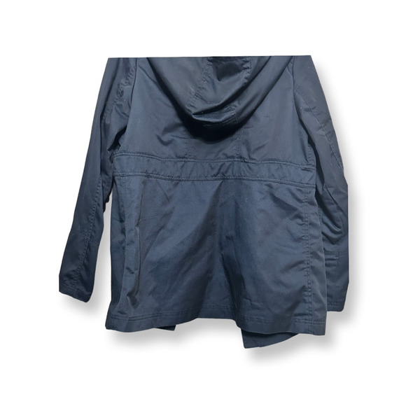 Zenana Outfitters Hooded Rain Jacket Hip Length Zipper Pockets Solid Blue M US L - Picture 6 of 8